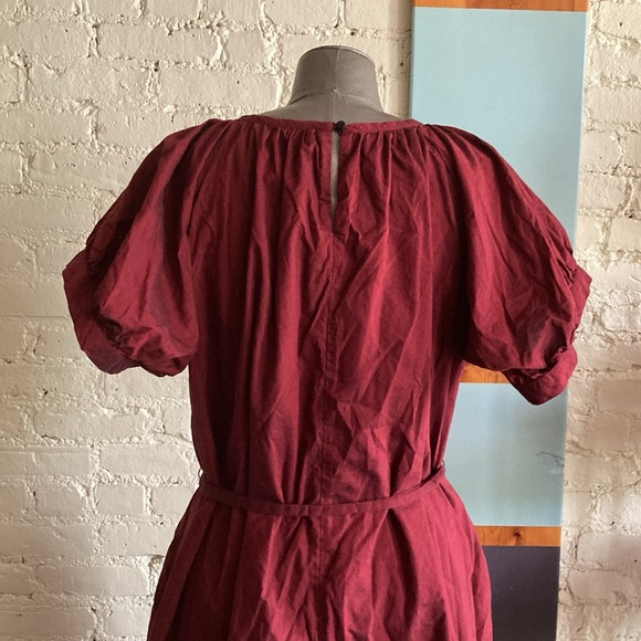 Elegant Cotton-Light Weight Linenish Look Burgundy Dress - Picture 5 of 16